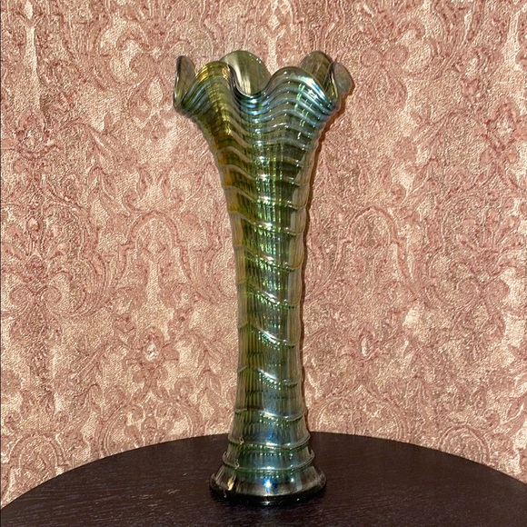 Imperial Carnival Glass Other - NWOT Vintage 1930’s Imperial Ripple Green Carnival Glass Vase.